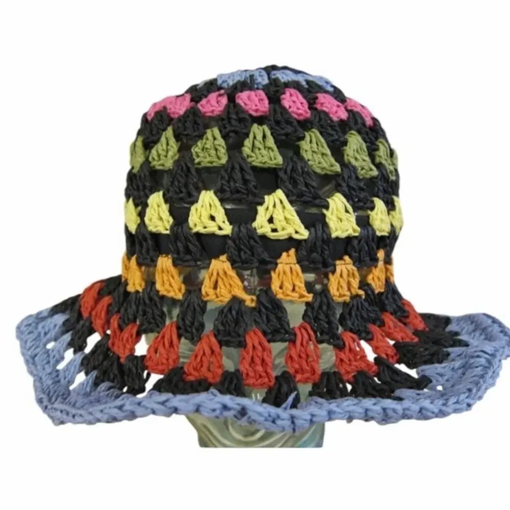Karl Lagerfeld Paris Striped Bucket Hat | Multicolor Crochet Straw